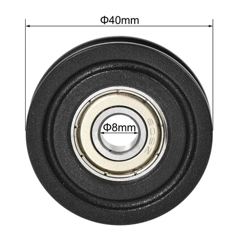 U608ZZ Nylon U Groove Pulley Bearing Wheel 8x40x10mm Double Shielded Chrome Steel Bearings Front View