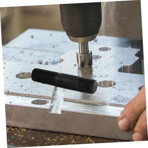 Hydraulic Tool Kit With Punch Driver And Die Set for metal sheets and conduit, close-up of punching process in workshop