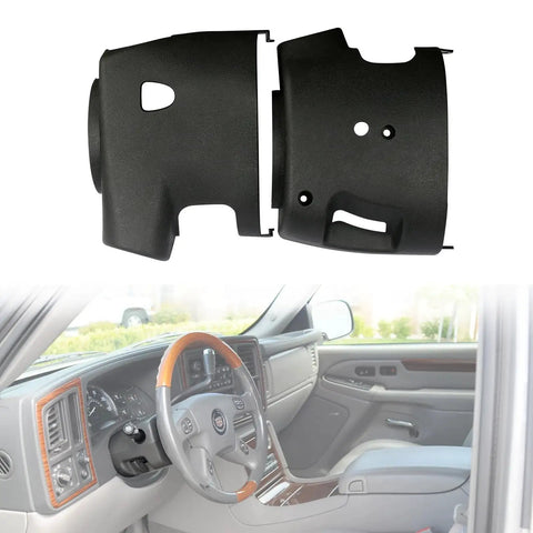 Upper and Lower Steering Column Trim Cover Kit for 2003-2007 Silverado Suburban shown uninstalled and interior view