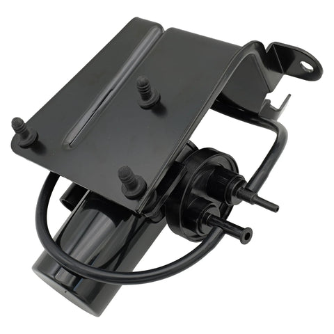 Electric vacuum pump 904-214 assembly with mounting plate, black housing and dual inlet ports (side view)