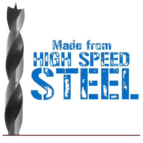 Pro Grade Extra Long 12 Inch Brad Point Drill Bit Set For Wood And More, high-speed steel material emphasis.