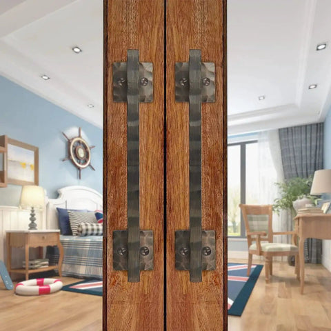 Rustic 12 Inch Heavy Duty Barn Door Handle Pull for Sliding Doors Solid Metal Construction with Oil Rubbed Bronze Finish