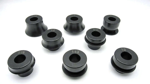 Bead Roller Round Over Die Set For Pro Grade Metal Work And DIY Projects, 4 Piece Radius Dies, shown in black steel with size markings