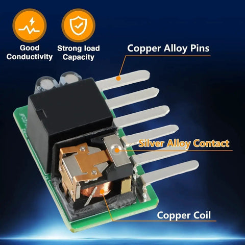Close-up of LED Flasher Relay Assembly Compatible With Honda Accord 2003 2007 Ridgeline 2006 2014 featuring copper alloy pins