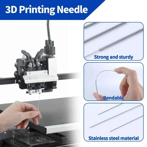 3D printer nozzle cleaning with Essential 50 Piece 3D Printer Nozzle Cleaning Kit With 0.2mm 0.25mm needles displayed