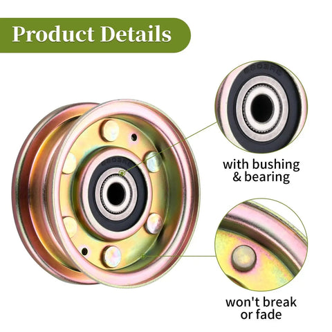 Replacement Idler Pulley 756-04224 756-0981 756-0981A 756-0981B Flat Belt Tensioner with bushing and bearing details