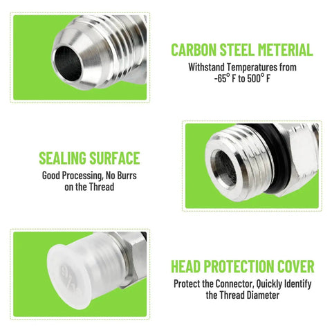 10 Pack Hydraulic Hose Fittings Three Eighths Inch JIC 37 Degree Male To SAE ORB Male Straight Tube Adapters details