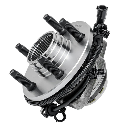 Two Piece Front Wheel Bearing Hub Assembly For 1998-2000 Ford Ranger And Mazda B4000 4WD With Five Lug And Four Wheel ABS Replacement Hub Kit Fits Pulse Vacuum Hub Locks And Early 2000 Ranger Design, front view.