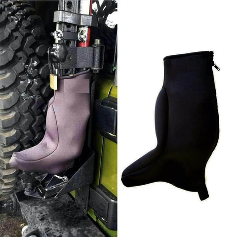 Neoprene Jack Cover For Lift Jacks And Farm Jacks, Waterproof Protective Sleeve, Thick Beefy Durable Material on jack and side view