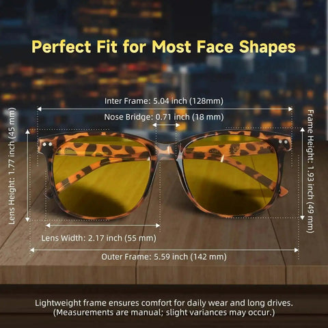 Night Driving Shades For Women And Men Polarized Night Vision HD Anti Glare Yellow Lenses UV400 Protection Amber Tortoiseshell Frame
