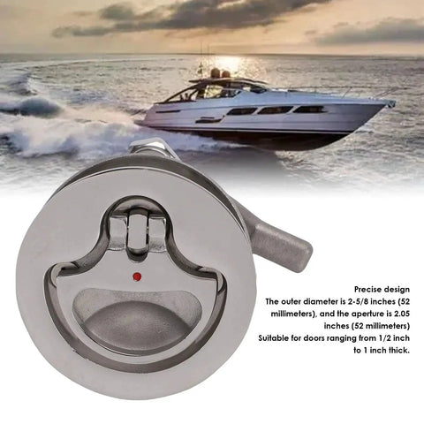 Depisuta boat cam latch, marine-grade 316 stainless with red dot indicator and adjustable arm for 2.05in hole, close-up