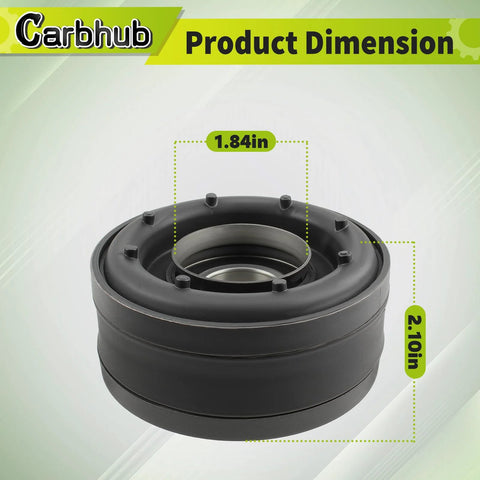 Direct Fit Drive Shaft Center Support Bearing For Nissan Infiniti Pathfinder Frontier D21 Pickup Replacement Bearing With Part Numbers 3752141L28 C7521W1085 3752141L25 37521W1025 37521W1027 showing dimensions 1.84in and 2.10in