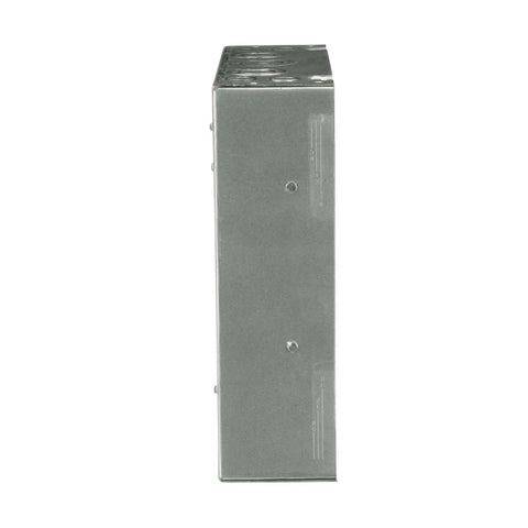 Side view of 125A Convertible Load Center TLM612FCUDP Main Lug 6 Spaces 12 Circuits 120/240V AC NEMA 1 Galvanized Enclosure