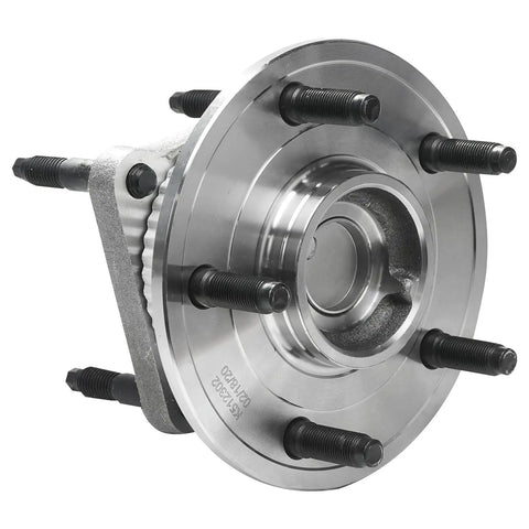 4WD Wheel Bearing Hubs Kit For Jeep Commander 2006 2010 And Grand Cherokee 2005 2010 Front And Rear Hub Bearings With 20 Chrome Lug Nuts ABS Compatible 4x4 Replacement Kit For A Smooth Ride And Precise Steering - Close-up of front wheel hub assembly with lug studs visible.