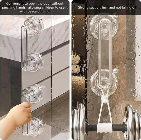2 Pack Suction Cup Door Handles Punch Free Waterproof Removable Strong Hold for Windows Cabinets Bathrooms Kitchens