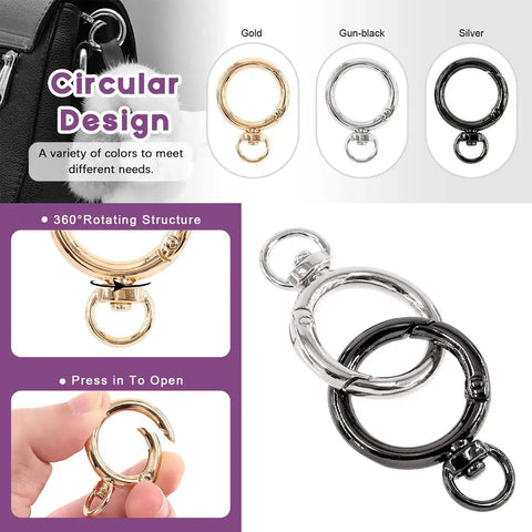 24Pcs Round Spring Clips Kit With Swivel Snap Hooks O Rings D Rings Buckles In 3 Colors 20Mm Inside Diameter Three Quarter Inch