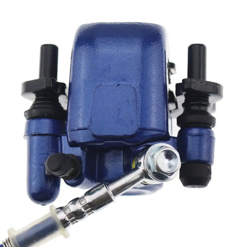 Blue ATV rear hydraulic brake kit with master cylinder and caliper, braided hose