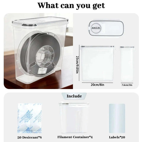 Filament Storage Box Set Of Four With Airtight Seal Keeps Your Filament Fresh For 3D Printer Spools Waterproof Dust Proof 4.0 L Capacity Universal Fit