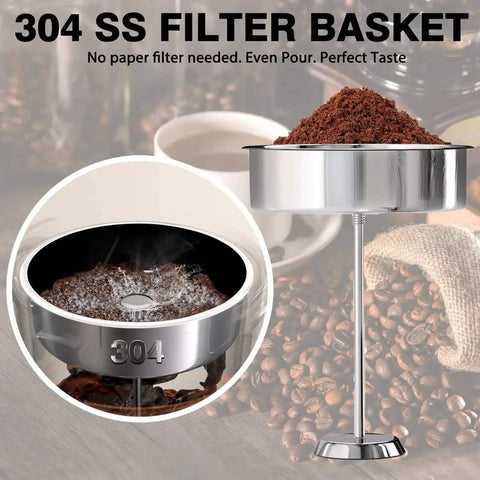 304 stainless steel coffee filter basket with coffee grounds, designed for Heavy Duty 110 Cup Stainless Steel Coffee Urn For Catering.