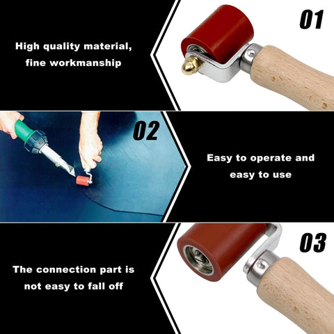 Tylulikaty 40mm silicone seam roller with brass detail penny roller and wooden handle, roofing tool