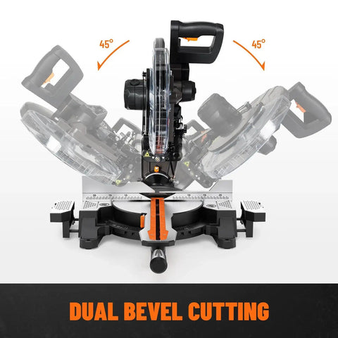 Powerful 12 Inch Dual Bevel Sliding Miter Saw With Ambidextrous Operation And Laser Guide Dovaman 3800 RPM