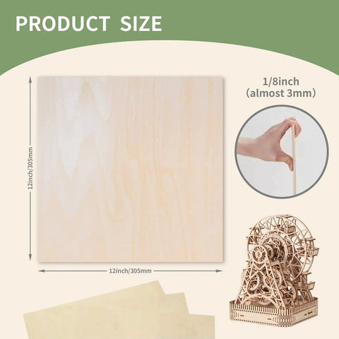 24 Pack Basswood Plywood Sheets 12x12x1/8 Inch 3mm For Laser Cutting Wood Burning And DIY Crafts, Smooth Edges, Lightweight Yet Durable