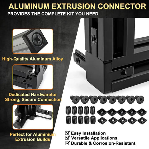 Heavy Duty 2020 Aluminum Extrusion Hardware Kit With 3 Way End Corner Brackets And L Shape Interior Corner Joints for frame building