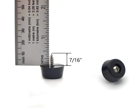 Non Slip Rubber Feet For Cutting Boards With Stainless Screws 12 Pack, measuring 7/16 in height, with ruler for scale