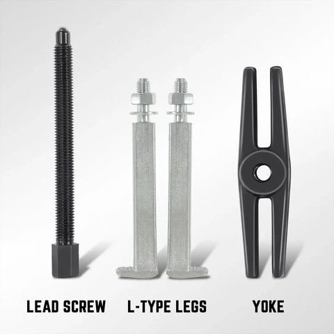 Lead screw, L-type legs, yoke from Heavy Duty Dual Chuck Bearing Puller Set 5 Ton Capacity 14 Piece Bearing Separator Puller Kit