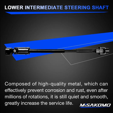 Lower Steering Column Shaft for Jeep Cherokee 1984-1994 and Comanche 1986-1992 made of durable metal, front view.