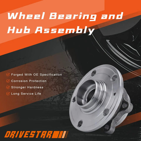 Front Wheel Hub And Bearing Assembly For Audi A3 Quattro And TT Quattro, VW Golf Jetta Passat Beetle Tiguan GTI And More, Drop In Replacement That Fits 2006 To 2019 VW And Audi Models, Premium Bearing Grease Included