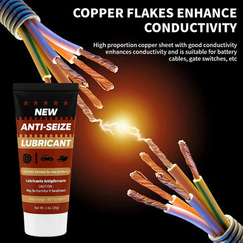 Copper Anti Seize Brake Caliper Grease And Thread Lubricant High Temp Copper Compound 1oz Tube with multi-colored cables and spark