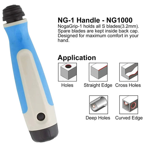 Hand Deburring Tool Kit With 10 Rotary Deburr Blades And 1 Countersink Blade From Acrux7, aluminum and silicone handle