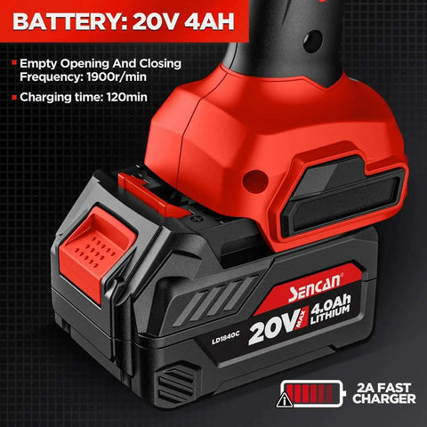 Cordless Beast Metal Nibbler 16 Gauge Cutter With 1900 RPM Brushless Motor For Cutting Aluminum Stainless Steel And Plastic Includes Replaced Blades 1 4.0Ah Battery And Extra Cutter Accessories close-up of battery