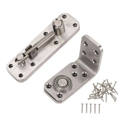 Beefy Heavy Duty Hidden Door Hardware with stainless steel pivot hinge, screws included, for secret bookcase, 600 lb load, 180° rotation.