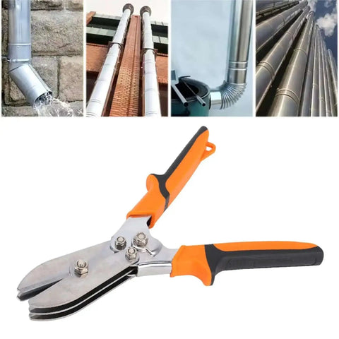 Five Blade Sheet Metal Crimper for 24 to 28 Gauge Galvanized Steel and Stainless Steel HVAC Ductwork, orange handle, deep throat.