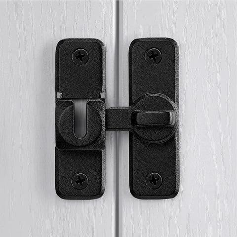 Matte Black 90 And 180 Degree Barn Door Latch Lock, Zinc Alloy Flip Latch For Cabinets, Bathrooms, Barns, Gardens, Windows And Small Pet Cages