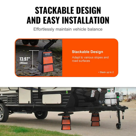 RV Leveling Blocks For Trailers And Campers, 6000 Lbs Capacity Polypropylene Stabilizer, stackable design under trailer