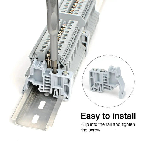 30 Piece DIN Rail Terminal Block End Stopper Brackets For 35mm Wide Guide Rails End Terminal Fixing Blocks Fasteners Gray PA6 in use