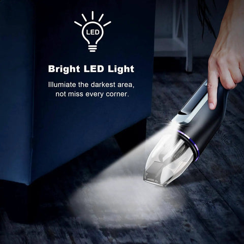 Ultra Lightweight Cordless Handheld Vacuum With Brushless Motor And 14000 Pa Boss Level Suction 1.2 Lb Weight Slim LED Light One Hand Clean