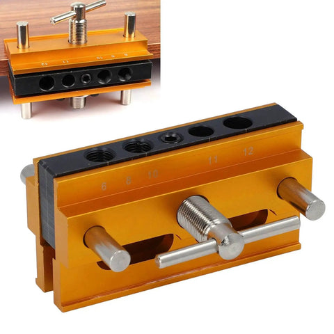 Self Centering Doweling Jig Kit For Precise Hole Drilling In Wood Adjustable Width Woodworking Guide with six bushings