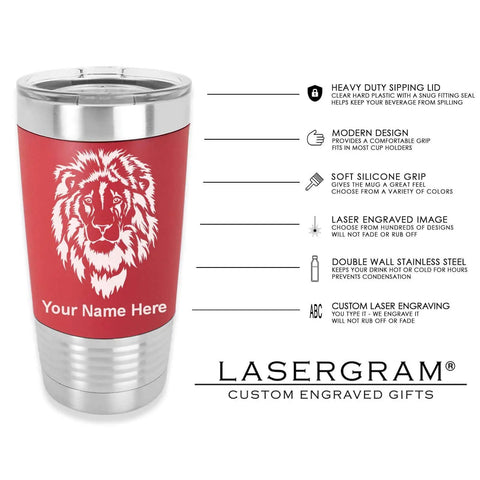 20oz Red Double Wall Vacuum Insulated Tumbler Mug With Silicone Grip Indian Elephant Design Personalized Engraving Included