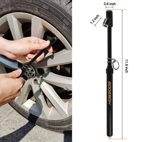 GODESON dual-head pencil tire gauge, black metal body, 10–150 PSI, 11.8 inches long, for car tires; pack of 2.