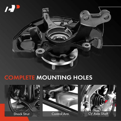 Front Left Steering Knuckle And Wheel Bearing Hub Assembly For Toyota Camry 2007-2011 And Lexus ES350 2007-2012, black metal with mounting holes