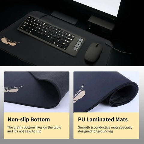 Grounding Mats 24x16 Inches 2 Pack for Grounding Therapy showing non-slip bottom and PU laminated material.