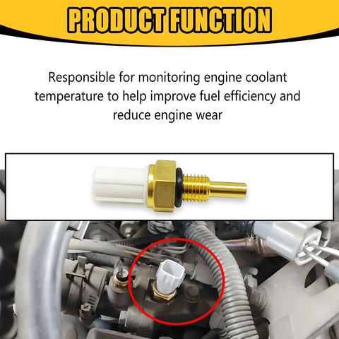 Icyhaws coolant temperature sensor with brass threaded body and white plastic connector for Honda Accord, Civic, CR-V.