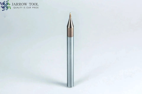 Pro Grade Carbide Ball Nose End Mill Set For CNC Machining, TiAlN Coated, Two Flute, 1/32 in Diameter, 1/8 in Shank, Front View