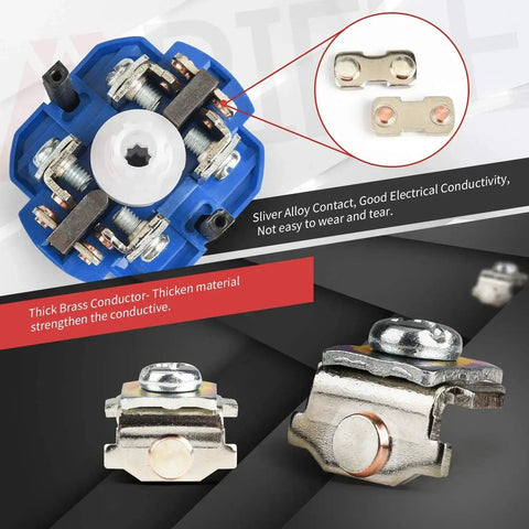 3 Position Latching Changeover Selector Switch Box 63A 440V 3 Phase components showing silver alloy contact and brass conductor