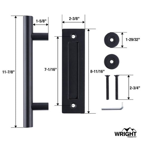 Matte Black Barn Door Pull And Flush Mounted Handle Set For Sliding Interior Doors Includes Hardware One Pack Durable
