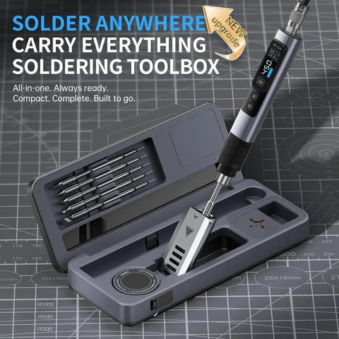 2 In 1 Heat Set Insert Tool And Corded Pro Grade Soldering Iron Kit in compact carrying case with accessories for electronics repair